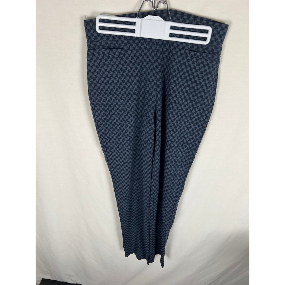 Betabrand Dress Pants Womens Sz Medium Petite houndstooth Print Blue gray Yoga